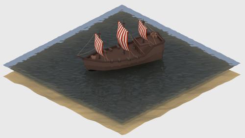 Low poly Pirate ship preview image